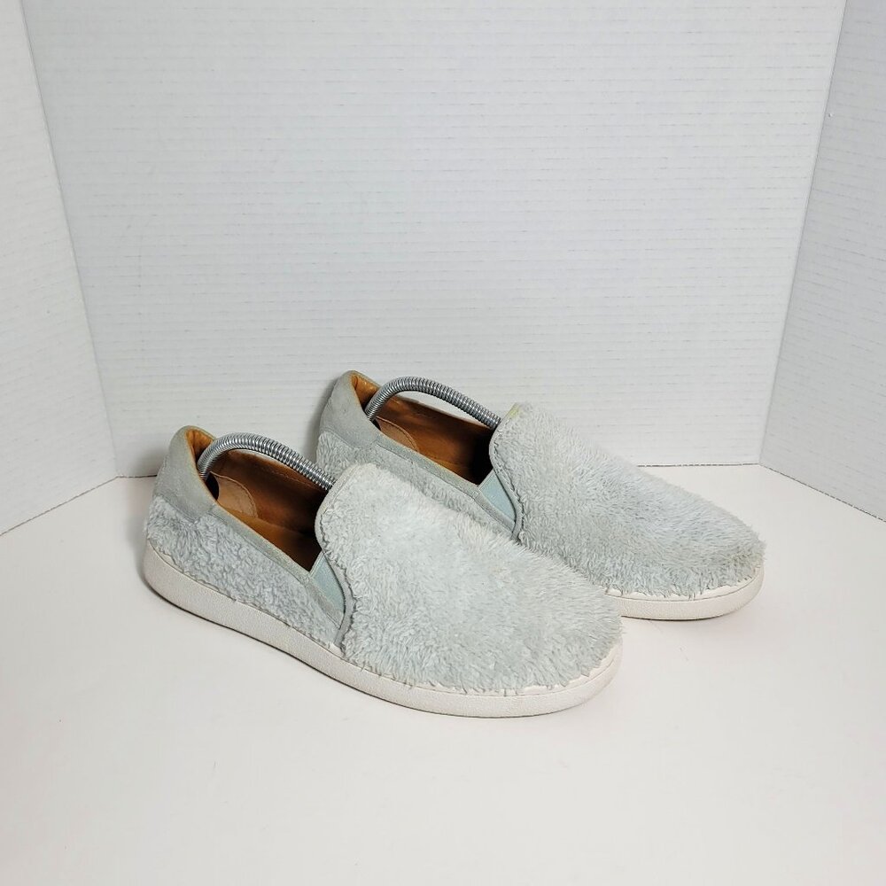 UGG Ricci Slip-On Fuzzy Sneakers Iceberg Blue Faux Fur Women's Size 12